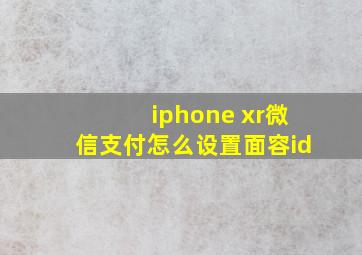 iphone xr微信支付怎么设置面容id